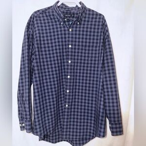Nautica Navy Checkered Button Down Shirt